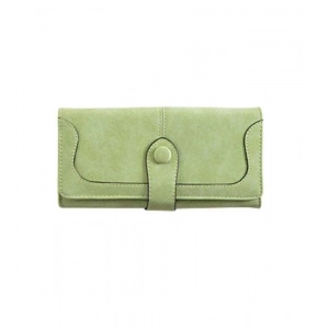 Generic Women's Faux Leather Medium Snap Button Wallet (Green)