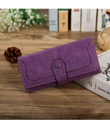 Beastofcloud Women's Faux Leather Medium Snap Button Wallet (Purple)