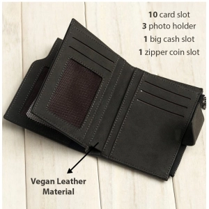 Generic Women's Vegan Leather Small Zipper Wallet (Black)