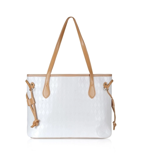 Women's Canvas Medium Shoulder Zipper Handbag (White)
