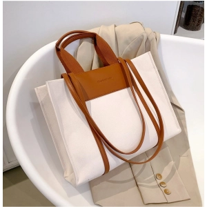 Generic Women's Canvas Medium Top handle Satchel Zipper Handbag (White)