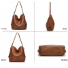 Beastofcloud Women's PU Leather Medium Shoulder Zipper Handbag (Brown)