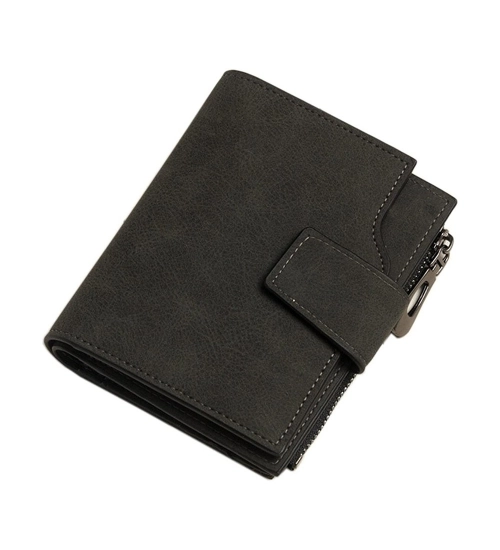 Women's Vegan Leather Small Zipper Wallet (Black)