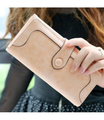 Beastofcloud Women's Faux Leather Medium Snap Button Wallet (Khakhi)
