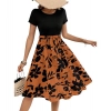 Dropship Women's Knitting Printed Round Neck Short Sleeve Dress (Orange)