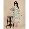 Dropship Women's Georgette Printed Round Neck Short Sleeve Dress (Pink)