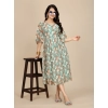 Dropship Women's Georgette Printed Round Neck Short Sleeve Dress (Multicolor)