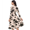 Dropship Women's Knitting Printed V-Neck Full Sleeve Dress (Cream)