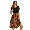 Dropship Women's Knitting Printed Round Neck Short Sleeve Dress (Orange)