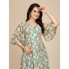 Dropship Women's Georgette Printed Round Neck Short Sleeve Dress (Multicolor)