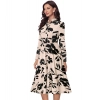 Dropship Women's Knitting Printed V-Neck Full Sleeve Dress (Cream)
