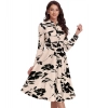 Dropship Women's Knitting Printed V-Neck Full Sleeve Dress (Cream)