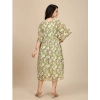 Dropship Women's Georgette Printed Round Neck Short Sleeve Dress (Green)