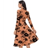 Dropship Women's Knitting Printed V-Neck Full Sleeve Dress (Orange)
