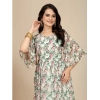 Dropship Women's Georgette Printed Round Neck Short Sleeve Dress (Pink)