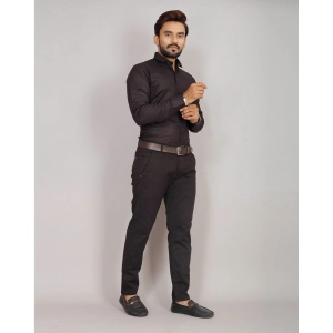Generic Men's Casual Cotton Solid Full Sleeve Shirt (Black)