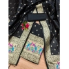 Women's Banarasi Silk Printed Unstitched Salwar Suit Material With Dupatta (Black, 3Mtrs)
