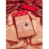 Women's Banarasi Silk Printed Unstitched Salwar Suit Material With Dupatta (Red, 3Mtrs)