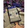 Women's Banarasi Silk Printed Unstitched Salwar Suit Material With Dupatta (Navy Blue, 3Mtrs)