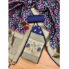 Women's Banarasi Silk Printed Unstitched Salwar Suit Material With Dupatta (Navy Blue, 3Mtrs)