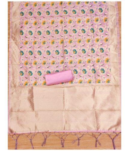 Women's Banarasi Silk Printed Unstitched Salwar Suit Material With Dupatta (Pink, 3Mtrs) Women's Banarasi Silk Printed Unstitched Salwar Suit Material With Dupatta (Pink, 3Mtrs)