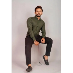 Generic Men's Casual Cotton Solid Full Sleeve Shirt (M.Green)