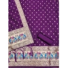 Women's Banarasi Silk Printed Unstitched Salwar Suit Material With Dupatta (Purple, 3Mtrs)