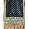 Women's Banarasi Silk Printed Unstitched Salwar Suit Material With Dupatta (Black, 3Mtrs)