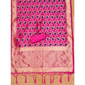 Generic Women's Banarasi Silk Printed Unstitched Salwar Suit Material With Dupatta (Rani, 3Mtrs)