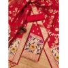 Women's Banarasi Silk Printed Unstitched Salwar Suit Material With Dupatta (Red, 3Mtrs)