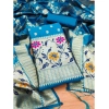 Women's Banarasi Silk Printed Unstitched Salwar Suit Material With Dupatta (Blue, 3Mtrs)