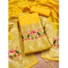 Women's Banarasi Silk Printed Unstitched Salwar Suit Material With Dupatta (Yellow, 3Mtrs)