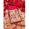 Women's Banarasi Silk Printed Unstitched Salwar Suit Material With Dupatta (Red, 3Mtrs)