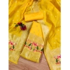 Women's Banarasi Silk Printed Unstitched Salwar Suit Material With Dupatta (Yellow, 3Mtrs)