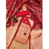 Women's Banarasi Silk Printed Unstitched Salwar Suit Material With Dupatta (Red, 3Mtrs)