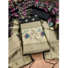 Women's Banarasi Silk Printed Unstitched Salwar Suit Material With Dupatta (Black, 3Mtrs)