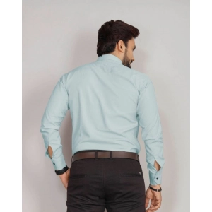 Generic Men's Casual Cotton Solid Full Sleeve Shirt (Aqua)