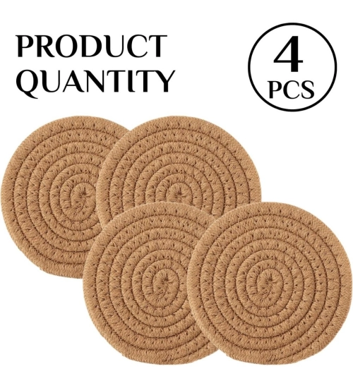 Cotton Rope Drink Coasters 4 Pcs Set (Beige)