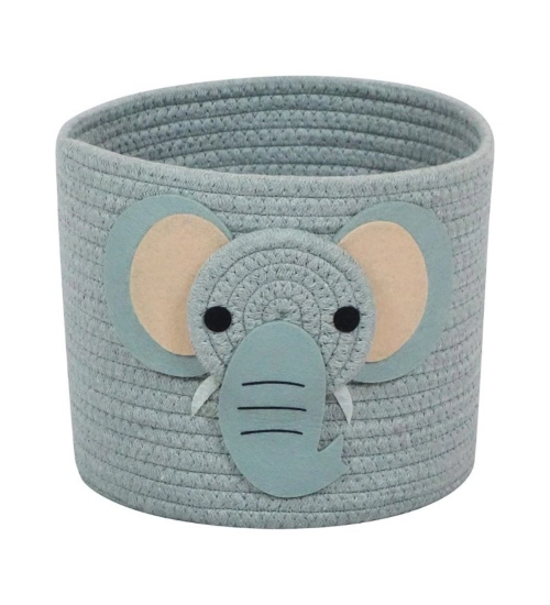 Cotton Elephant Basket 10x8 Inch Pack of 1 (Grey)