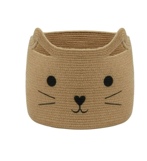 Cotton Large Storage Cat Basket 15x11 Inch Pack of 1 (Beige)