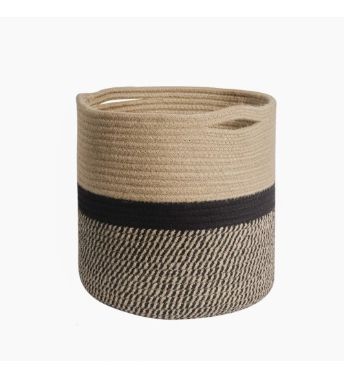 Cotton Large Woven Storage Basket 11x11 Inch Pack of 1 (Beige)