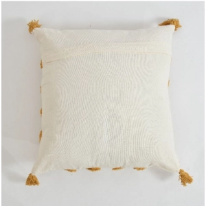 Generic Cotton Diamond Tufted Cushion Pillow Cover 16x16 Inch Pack of 2 (Yellow)