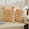 Dropship Cotton Diamond Tufted Cushion Pillow Cover 16x16 Inch Pack of 2 (Yellow)