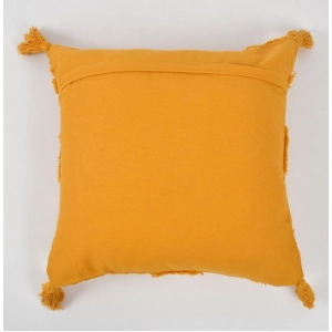 Generic Cotton Tufted Cushion Pillow Cover 16x16 Inch Pack of 2 (Yellow)