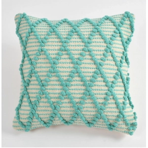Generic Cotton Handcrafted Pit Loom Cushion Cover 16x16 Inch Pack of 2 (Sea Green)