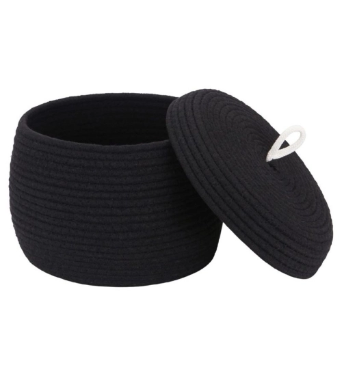 Cotton Bear Shaped Storage Matka Basket With Lid Pack of 1 (Black)