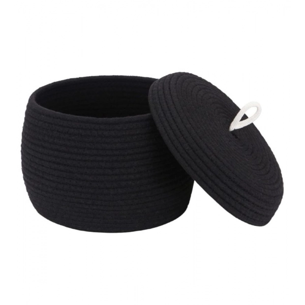 Dropship Cotton Bear Shaped Storage Matka Basket With Lid Pack of 1 (Black)