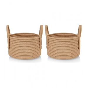 Generic Cotton Round Storage Rope Woven Baskets Pack of 2 (Beige)