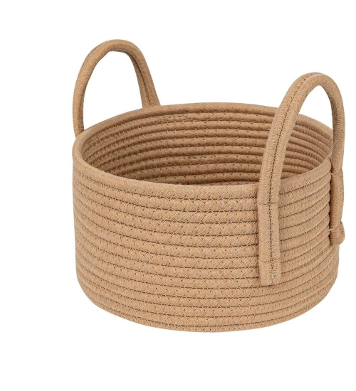 Cotton Round Storage Rope Woven Baskets Pack of 2 (Beige)