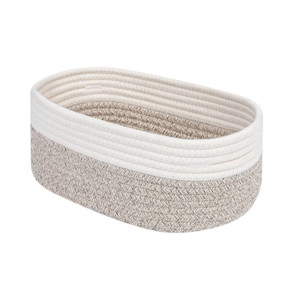 Dropship Cotton Oval Storage Rope Woven Baskets Pack of 1 (White Mix)